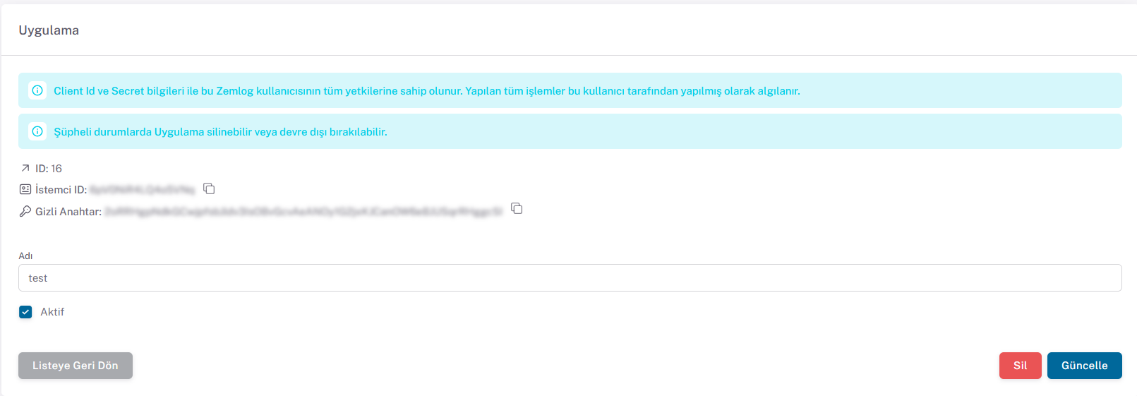 Application Detail Page